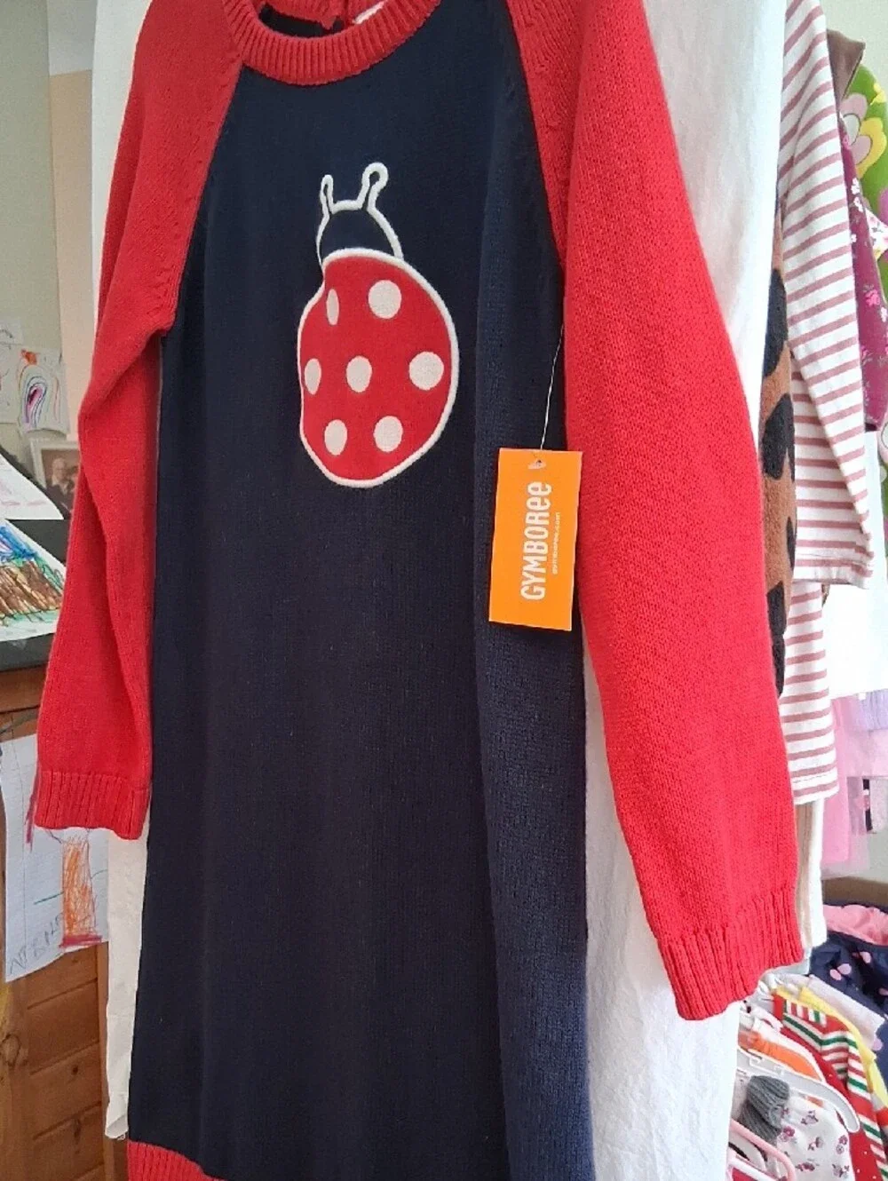 Gymboree Navy and Red Ladybug Knit Dress